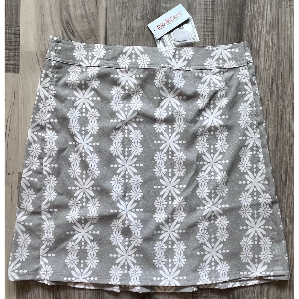 NWT RipSkirt Hawaii Skirt Womens Medium Gray White BohoLei Wrap Swim Cover Up